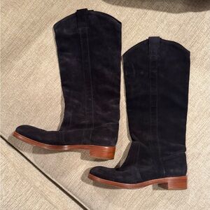 Via Spiga Black Suede Over the Knee Boots